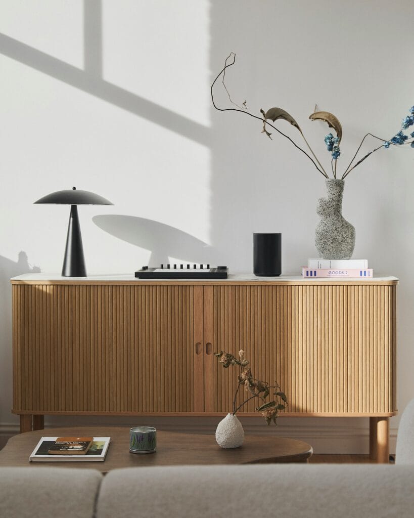 A Sophisticated Solid Wood Wardrobe In A Stylish Room